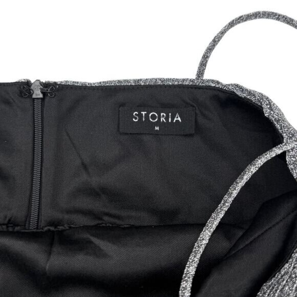 STORIA Metallic Silver Ruffle Baby Doll Top Sz Medium - Picture 3 of 6